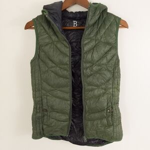 B by Bernardo Green Hooded Puffer Vest Size Small